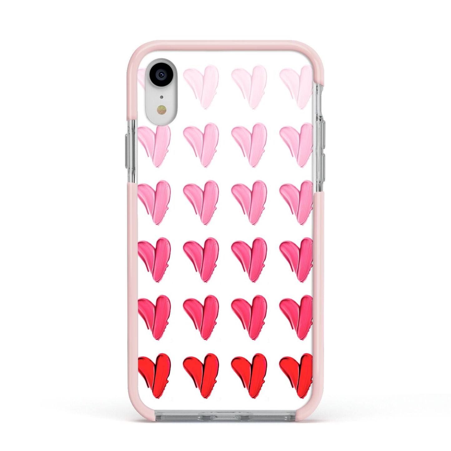 Brushstroke Heart Apple iPhone XR Impact Case Pink Edge on Silver Phone