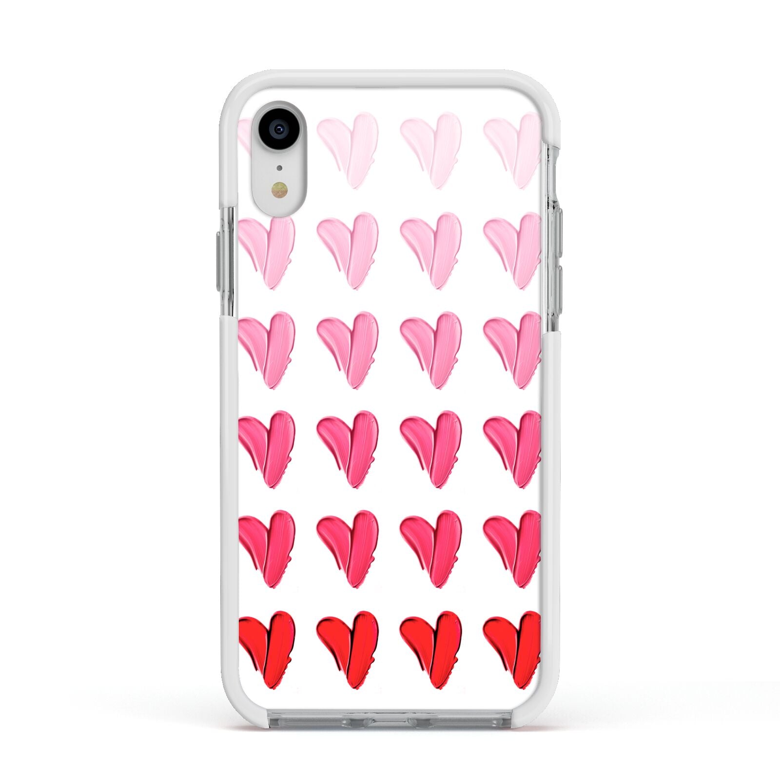Brushstroke Heart Apple iPhone XR Impact Case White Edge on Silver Phone