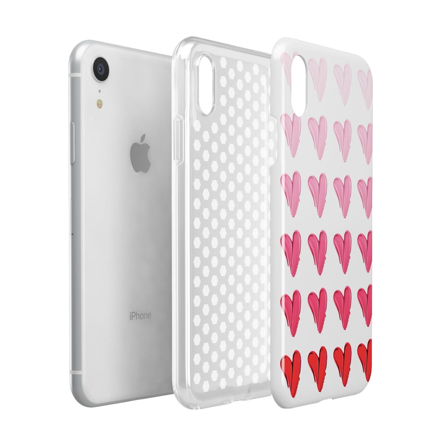 Brushstroke Heart Apple iPhone XR White 3D Tough Case Expanded view