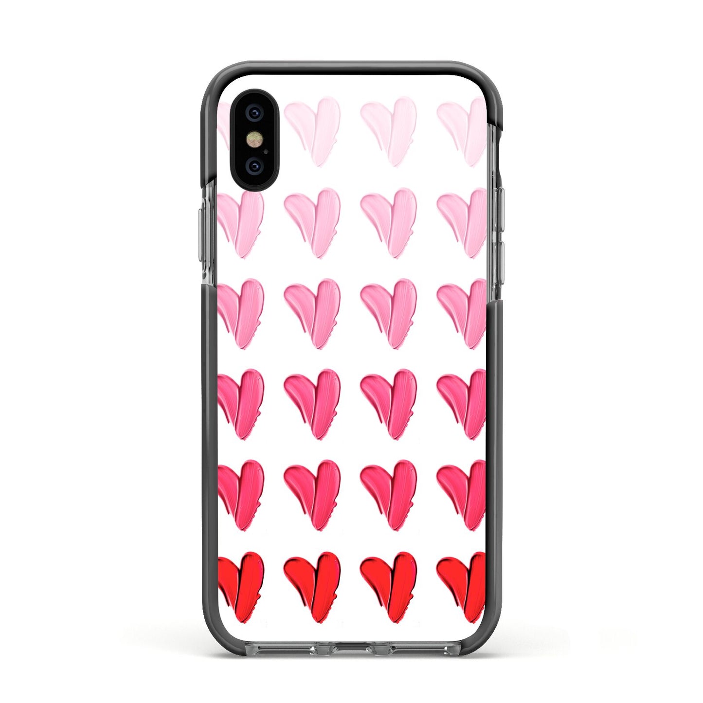 Brushstroke Heart Apple iPhone Xs Impact Case Black Edge on Black Phone