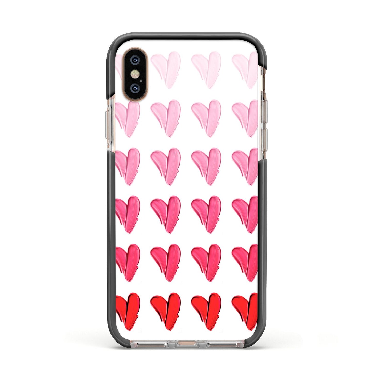 Brushstroke Heart Apple iPhone Xs Impact Case Black Edge on Gold Phone