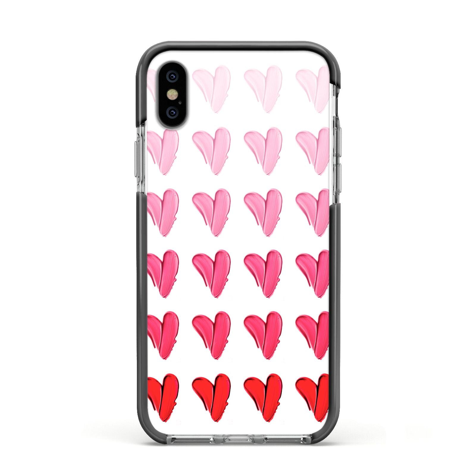 Brushstroke Heart Apple iPhone Xs Impact Case Black Edge on Silver Phone