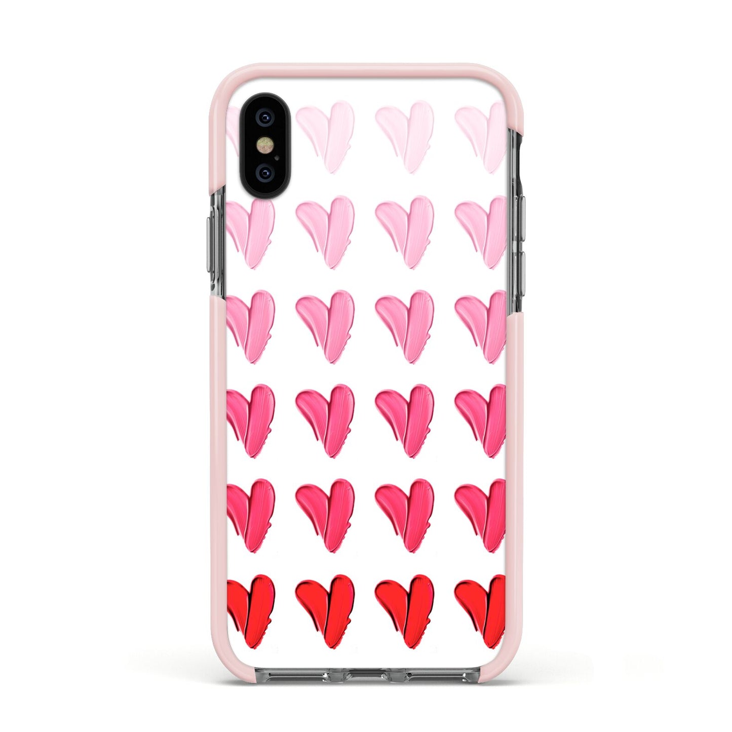 Brushstroke Heart Apple iPhone Xs Impact Case Pink Edge on Black Phone