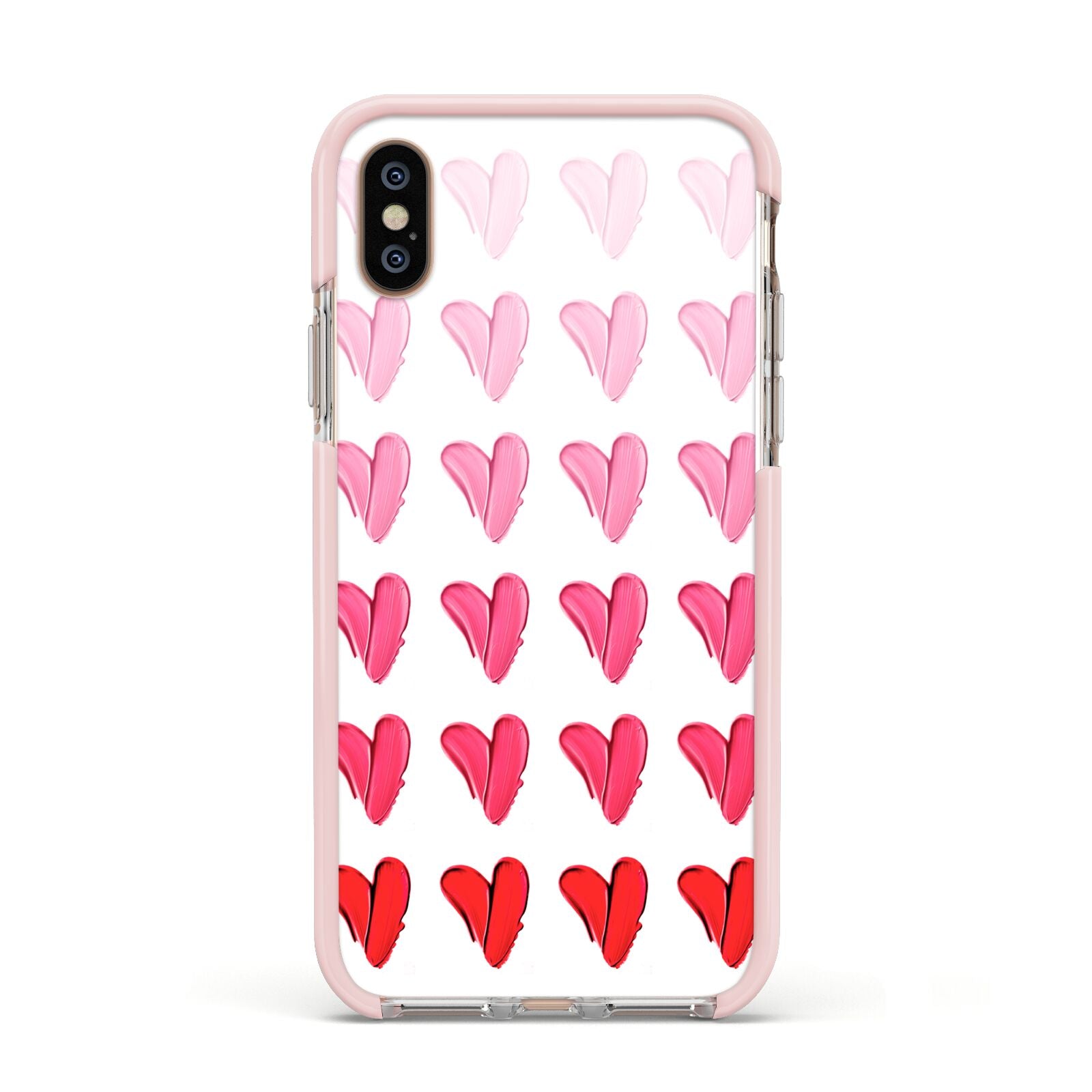 Brushstroke Heart Apple iPhone Xs Impact Case Pink Edge on Gold Phone