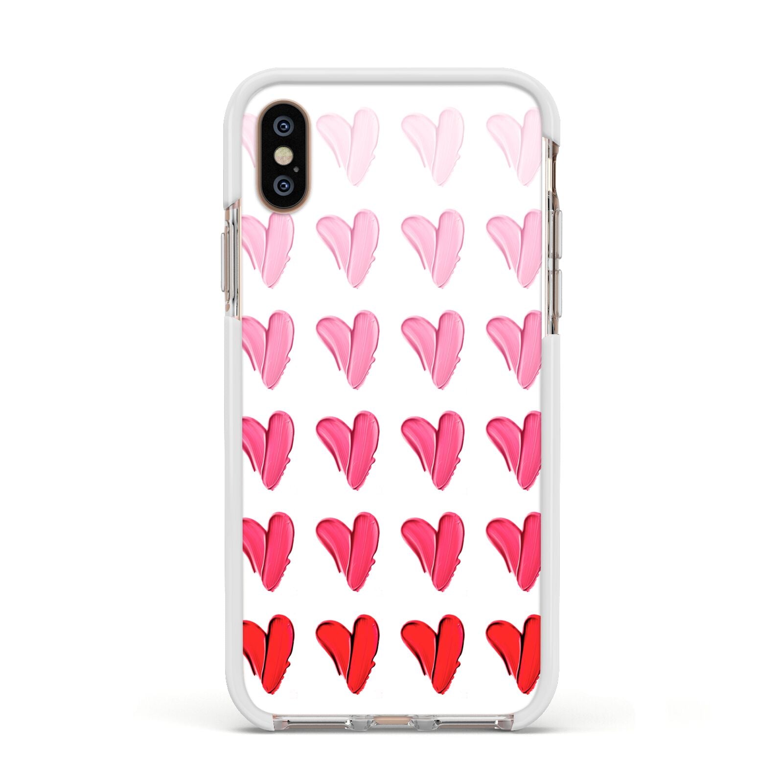 Brushstroke Heart Apple iPhone Xs Impact Case White Edge on Gold Phone