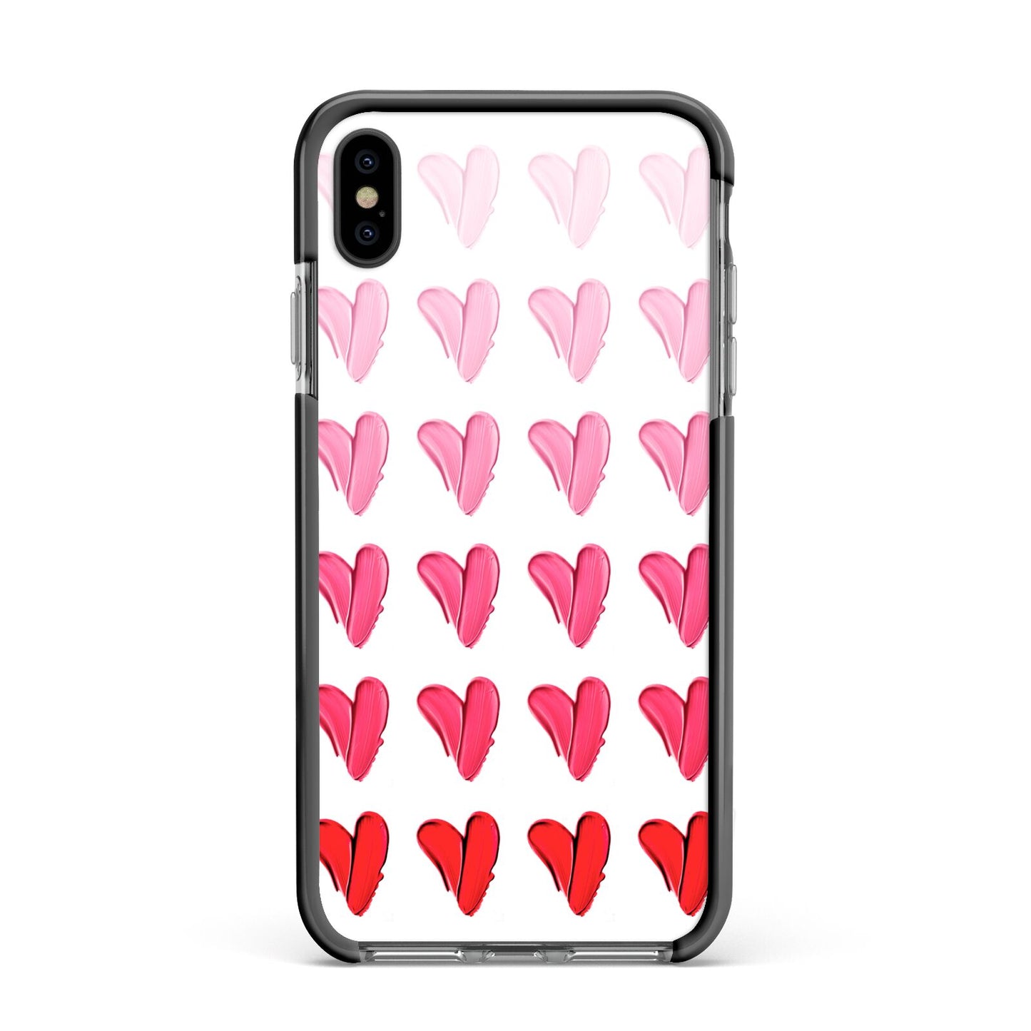 Brushstroke Heart Apple iPhone Xs Max Impact Case Black Edge on Black Phone