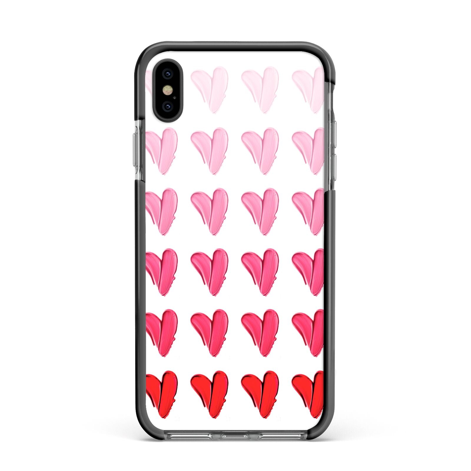 Brushstroke Heart Apple iPhone Xs Max Impact Case Black Edge on Black Phone