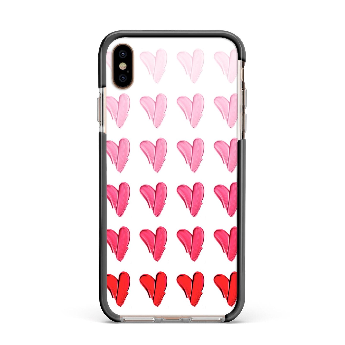 Brushstroke Heart Apple iPhone Xs Max Impact Case Black Edge on Gold Phone