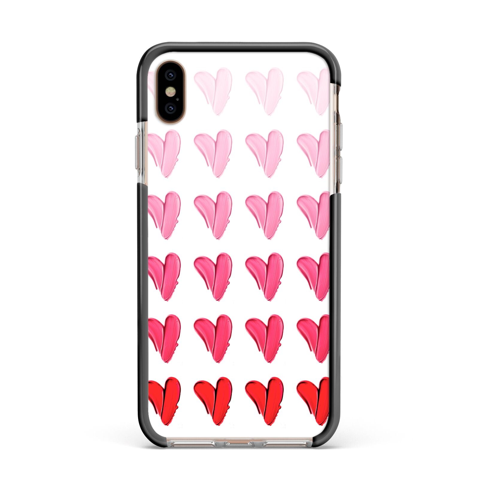 Brushstroke Heart Apple iPhone Xs Max Impact Case Black Edge on Gold Phone
