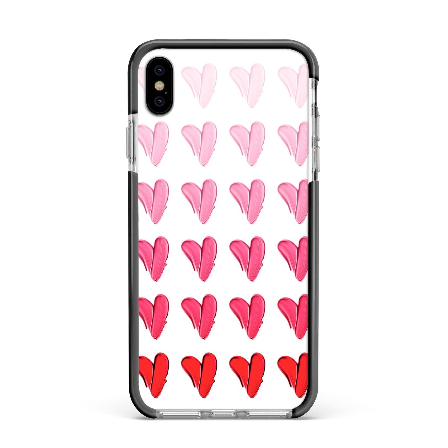 Brushstroke Heart Apple iPhone Xs Max Impact Case Black Edge on Silver Phone