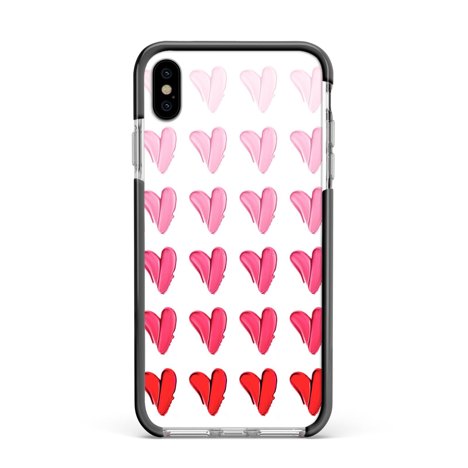 Brushstroke Heart Apple iPhone Xs Max Impact Case Black Edge on Silver Phone