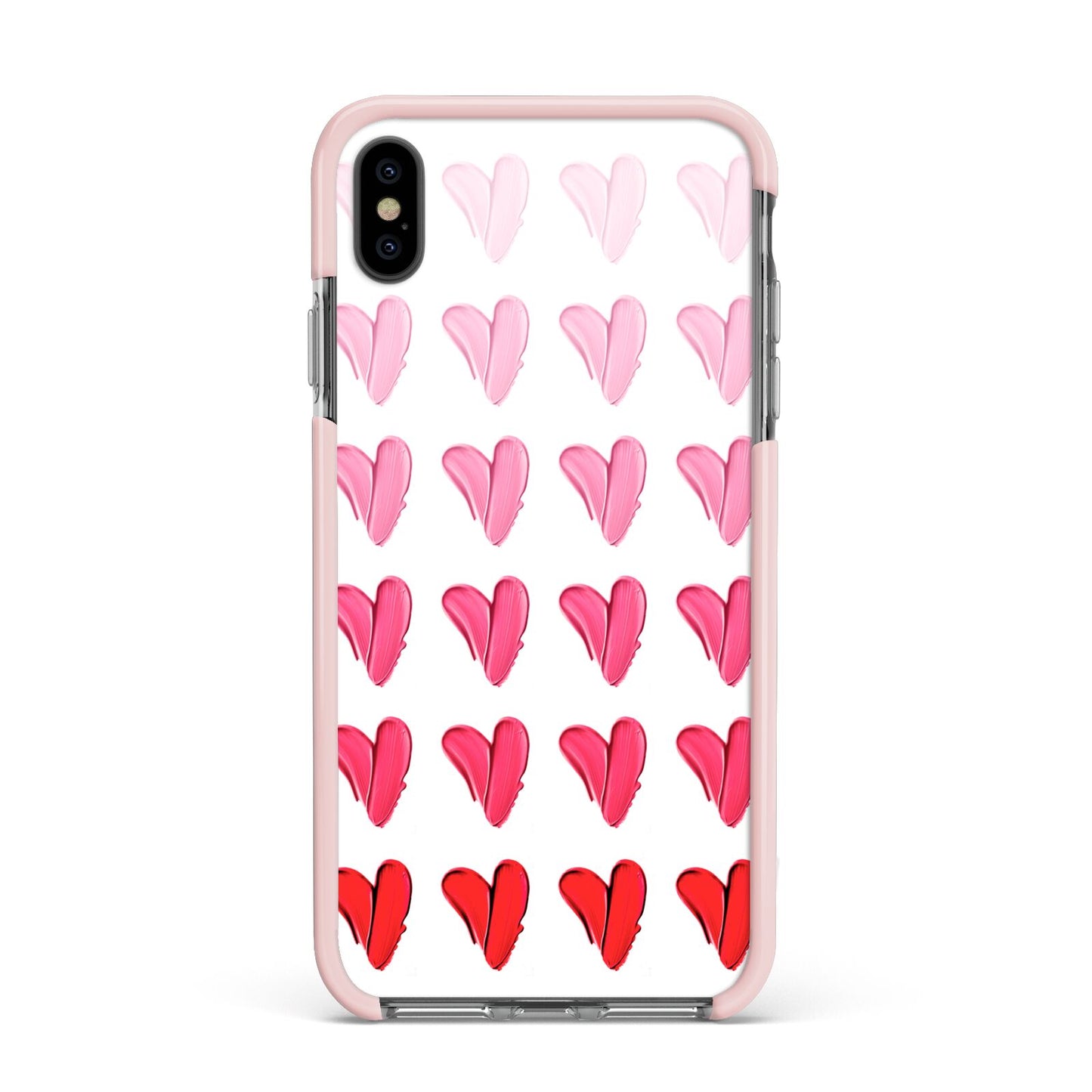 Brushstroke Heart Apple iPhone Xs Max Impact Case Pink Edge on Black Phone
