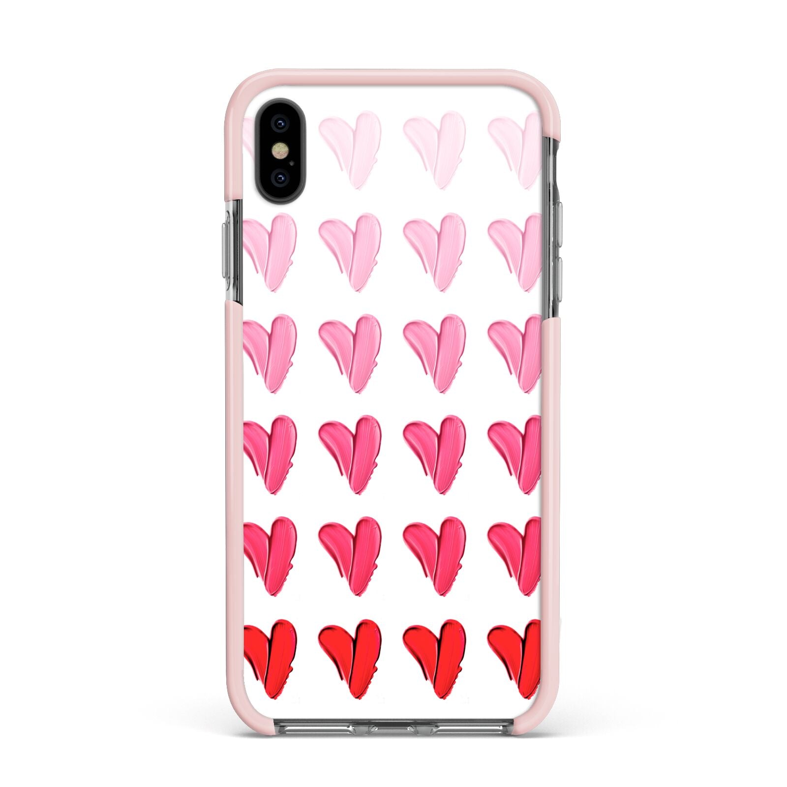 Brushstroke Heart Apple iPhone Xs Max Impact Case Pink Edge on Black Phone