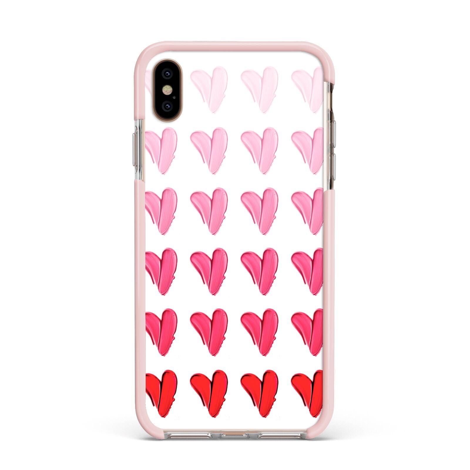 Brushstroke Heart Apple iPhone Xs Max Impact Case Pink Edge on Gold Phone