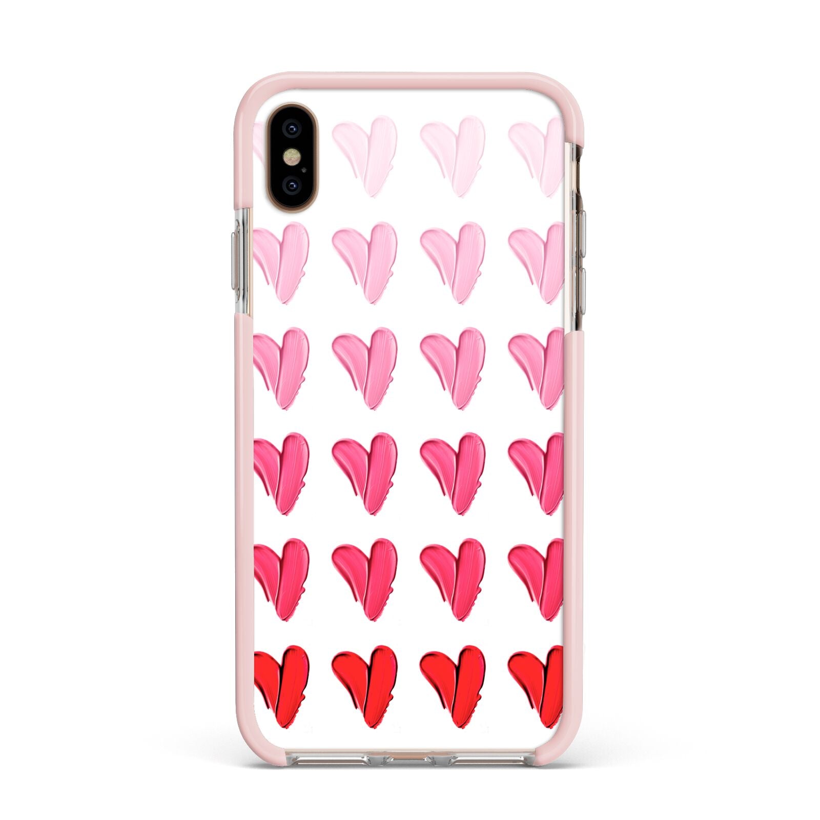 Brushstroke Heart Apple iPhone Xs Max Impact Case Pink Edge on Gold Phone