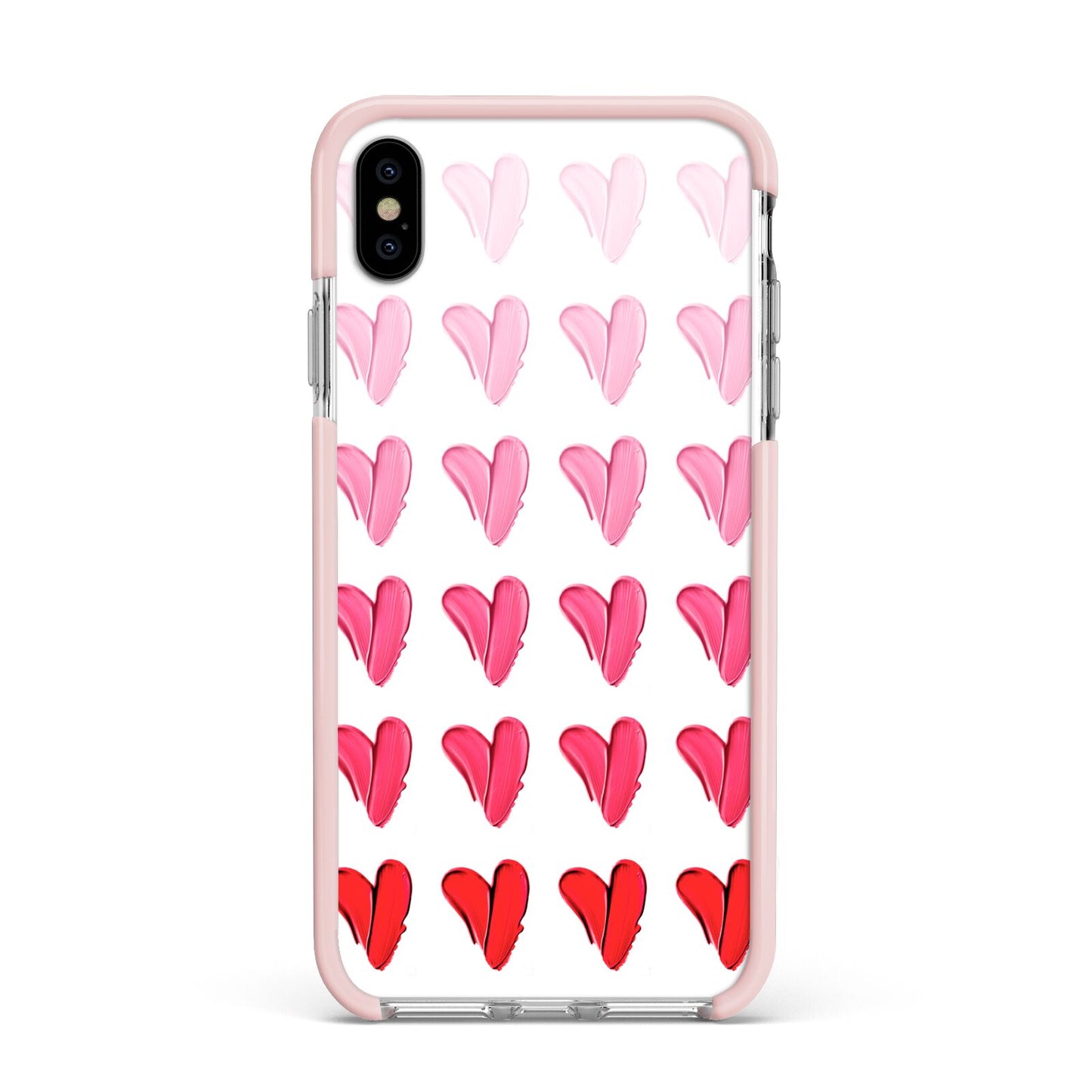 Brushstroke Heart Apple iPhone Xs Max Impact Case Pink Edge on Silver Phone