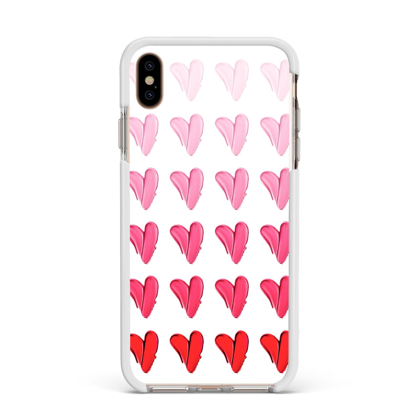 Brushstroke Heart Apple iPhone Xs Max Impact Case White Edge on Gold Phone