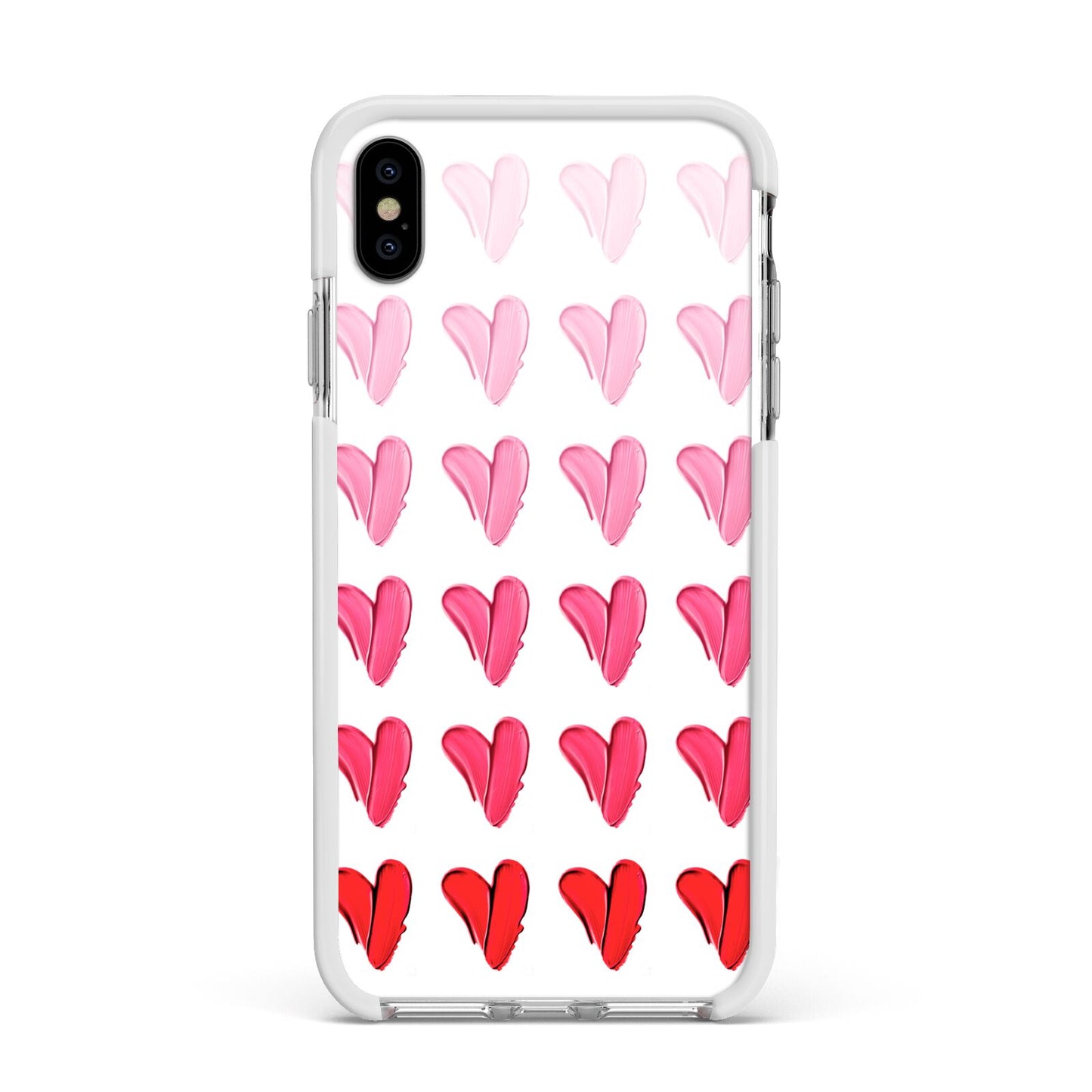 Brushstroke Heart Apple iPhone Xs Max Impact Case White Edge on Silver Phone