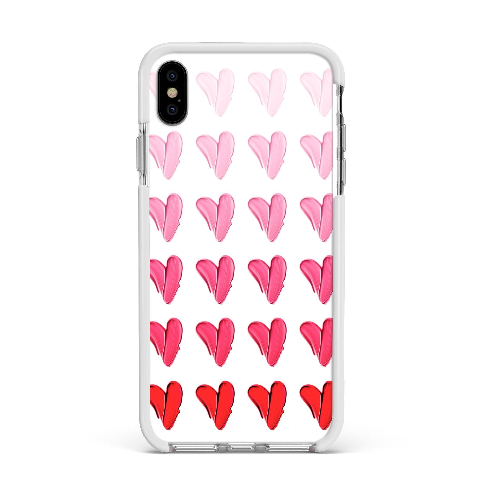 Brushstroke Heart Apple iPhone Xs Max Impact Case White Edge on Silver Phone