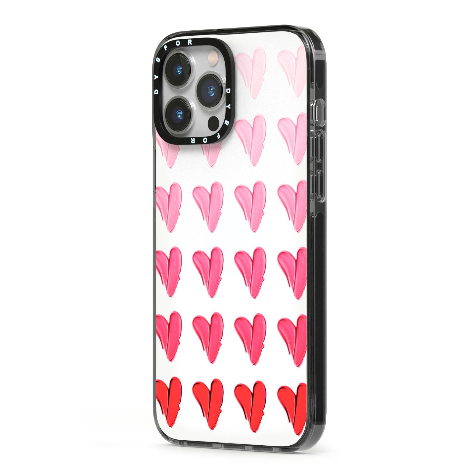 Brushstroke Heart iPhone 13 Pro Max Black Impact Case Side Angle on Silver phone