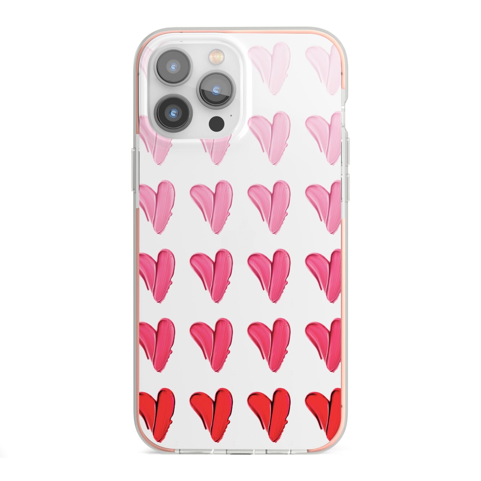 Brushstroke Heart iPhone 13 Pro Max TPU Impact Case with Pink Edges