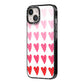 Brushstroke Heart iPhone 14 Black Impact Case Side Angle on Silver phone