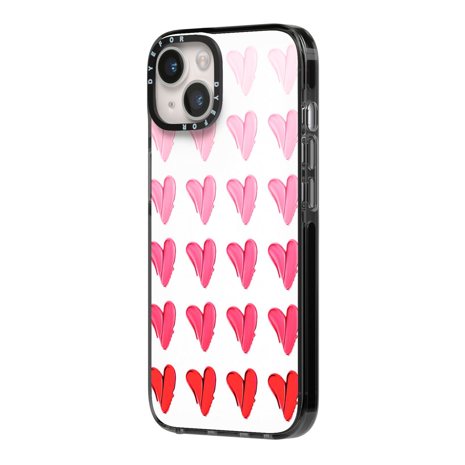 Brushstroke Heart iPhone 14 Black Impact Case Side Angle on Silver phone