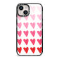 Brushstroke Heart iPhone 14 Black Impact Case on Silver phone