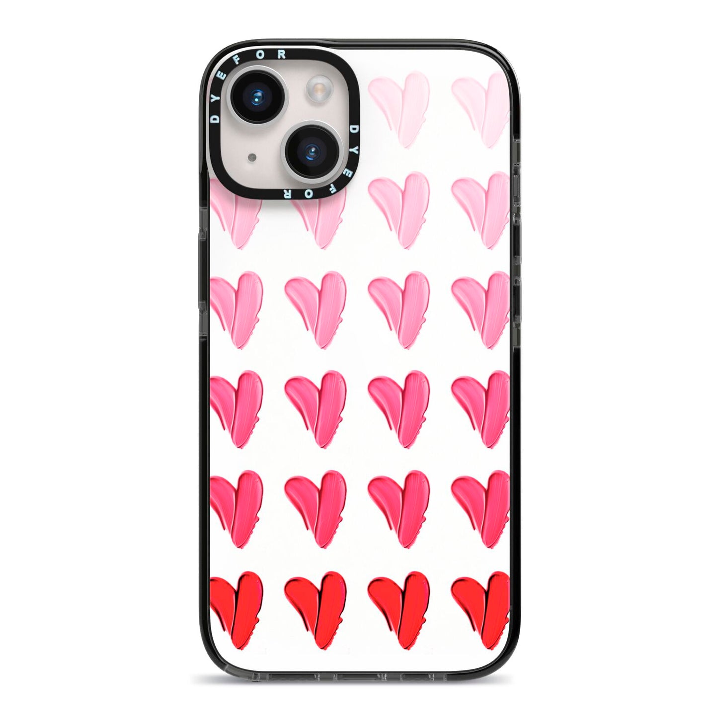 Brushstroke Heart iPhone 14 Black Impact Case on Silver phone