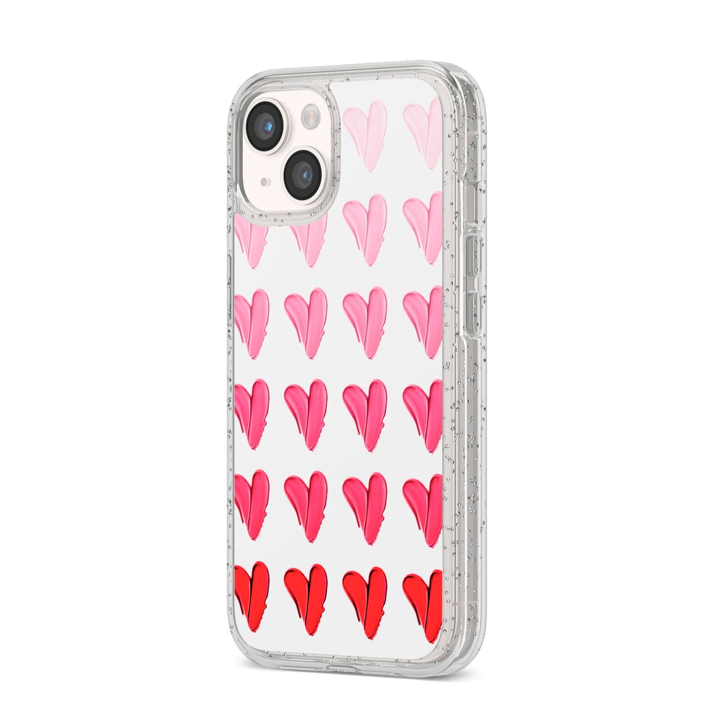 Brushstroke Heart iPhone 14 Glitter Tough Case Starlight Angled Image