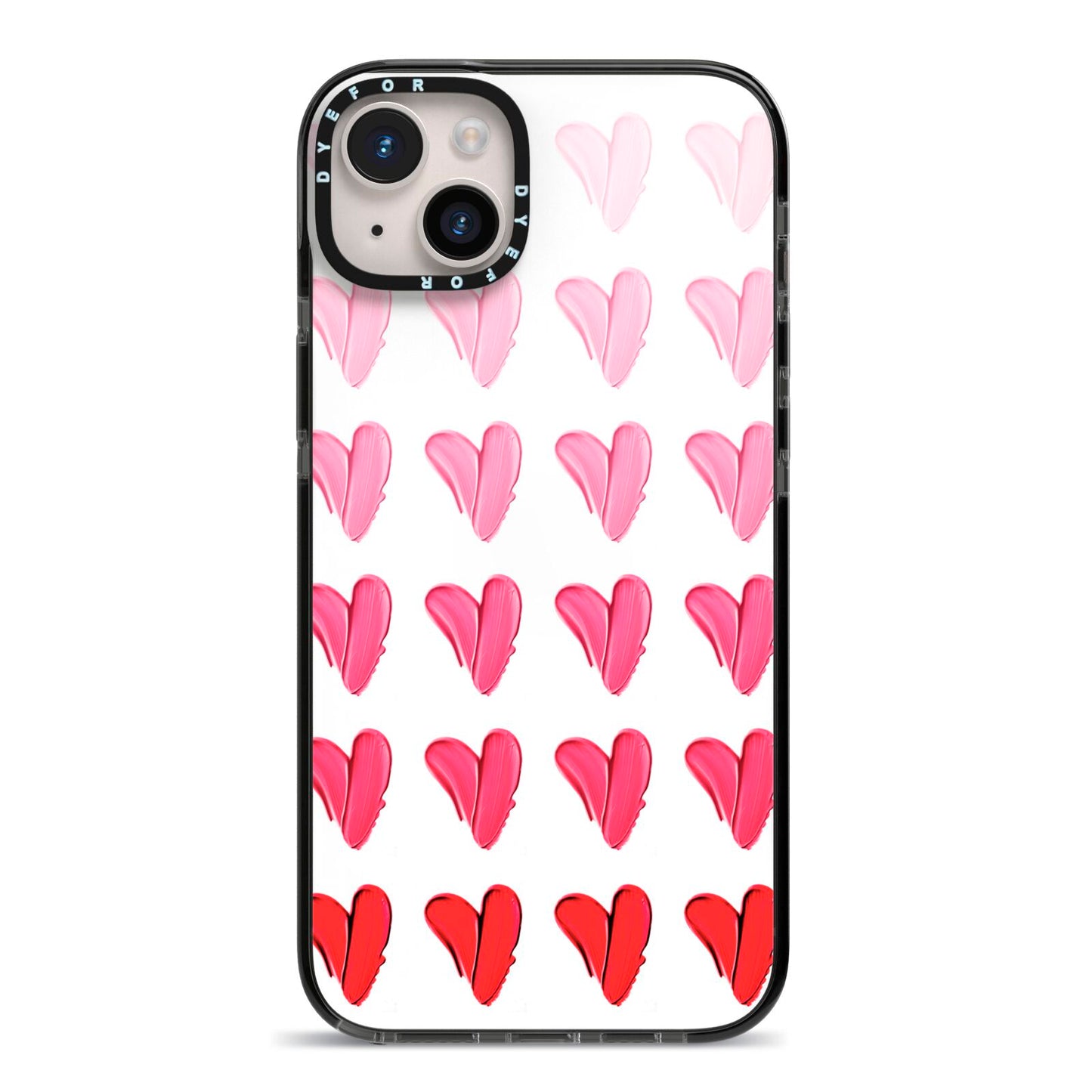 Brushstroke Heart iPhone 14 Plus Black Impact Case on Silver phone