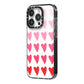 Brushstroke Heart iPhone 14 Pro Black Impact Case Side Angle on Silver phone