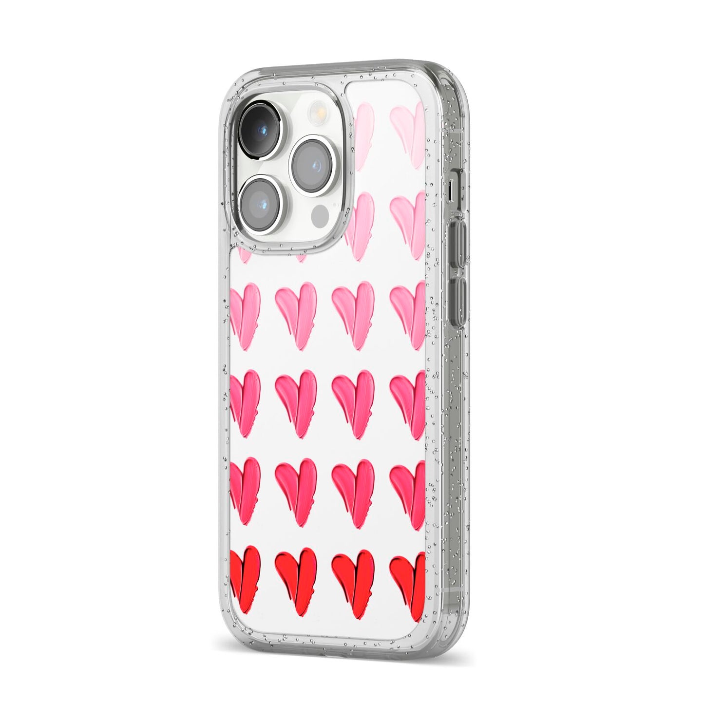 Brushstroke Heart iPhone 14 Pro Glitter Tough Case Silver Angled Image