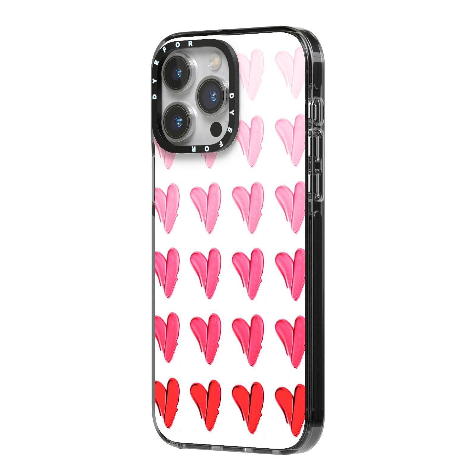 Brushstroke Heart iPhone 14 Pro Max Black Impact Case Side Angle on Silver phone