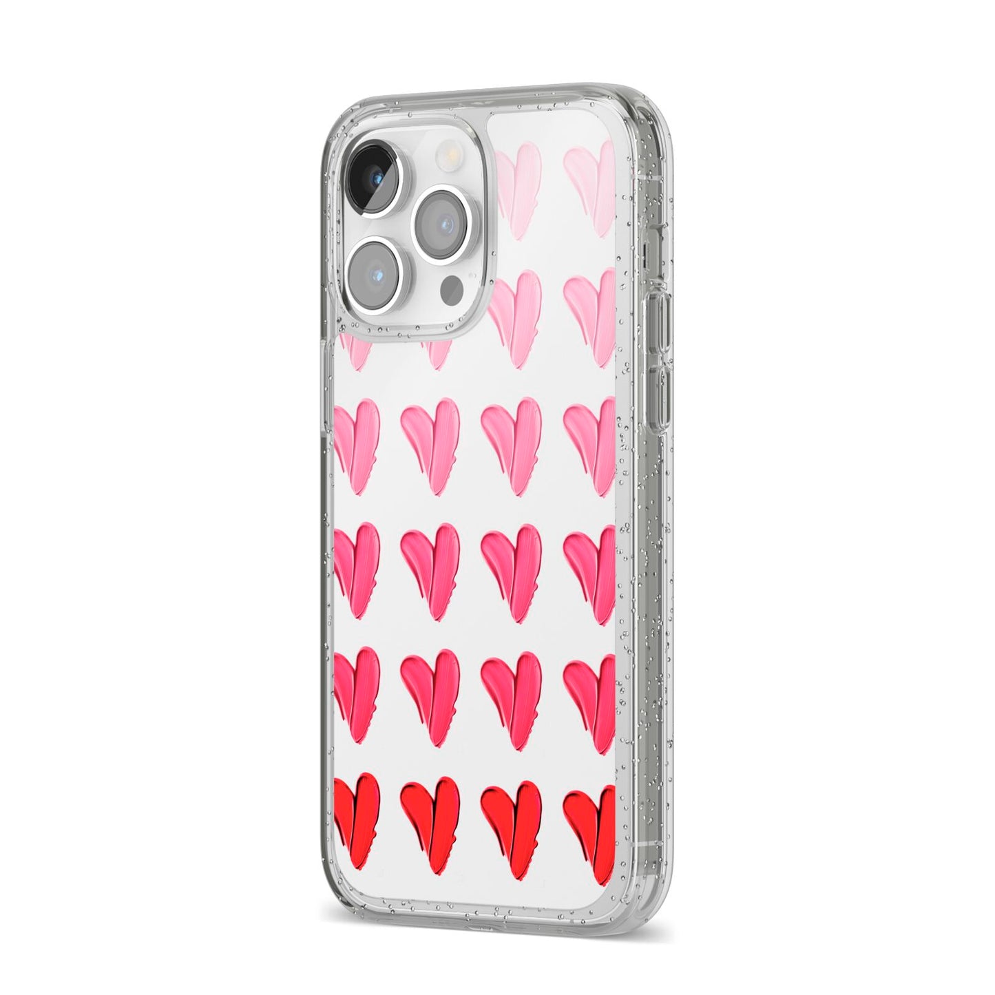 Brushstroke Heart iPhone 14 Pro Max Glitter Tough Case Silver Angled Image