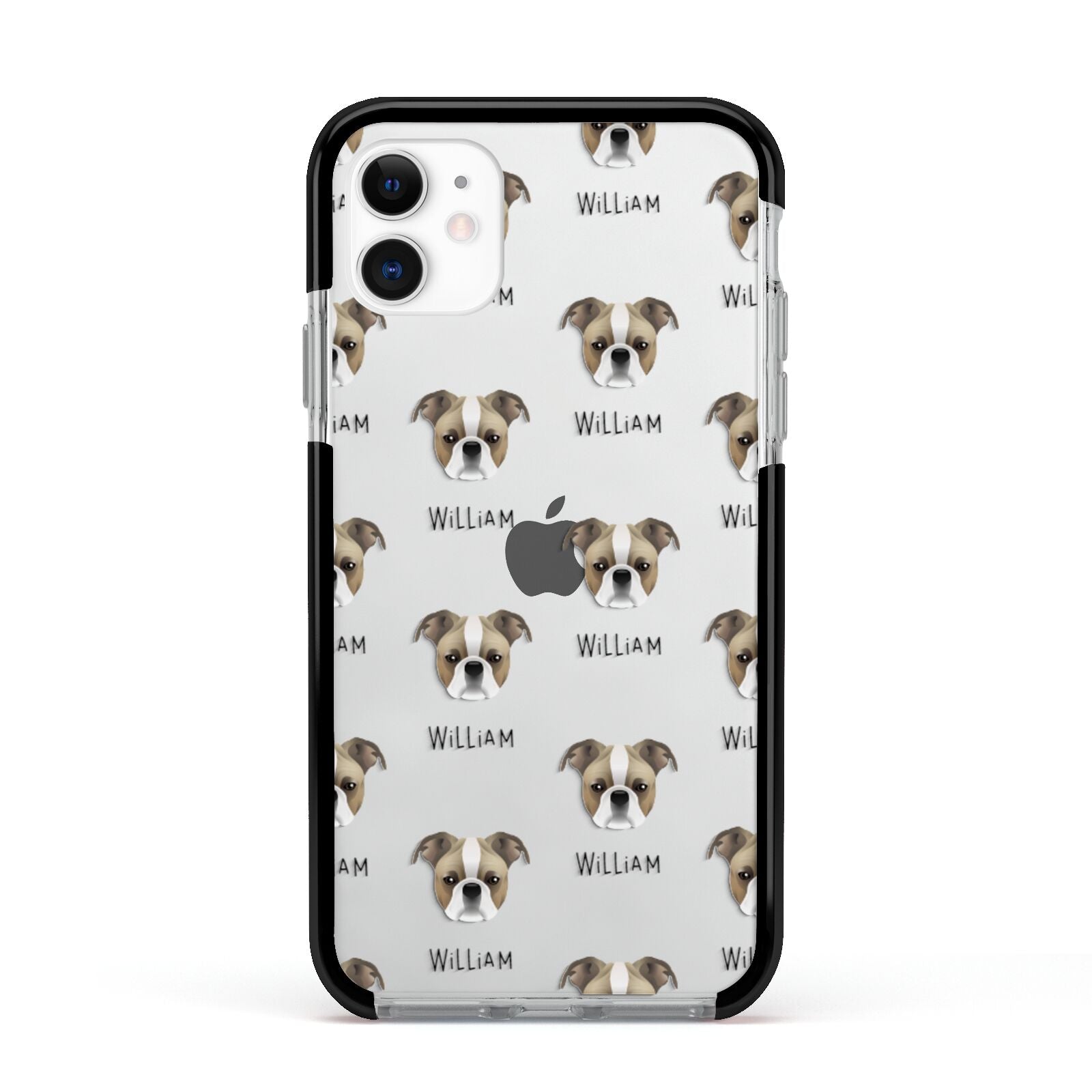 Bugg Icon with Name Apple iPhone 11 in White with Black Impact Case