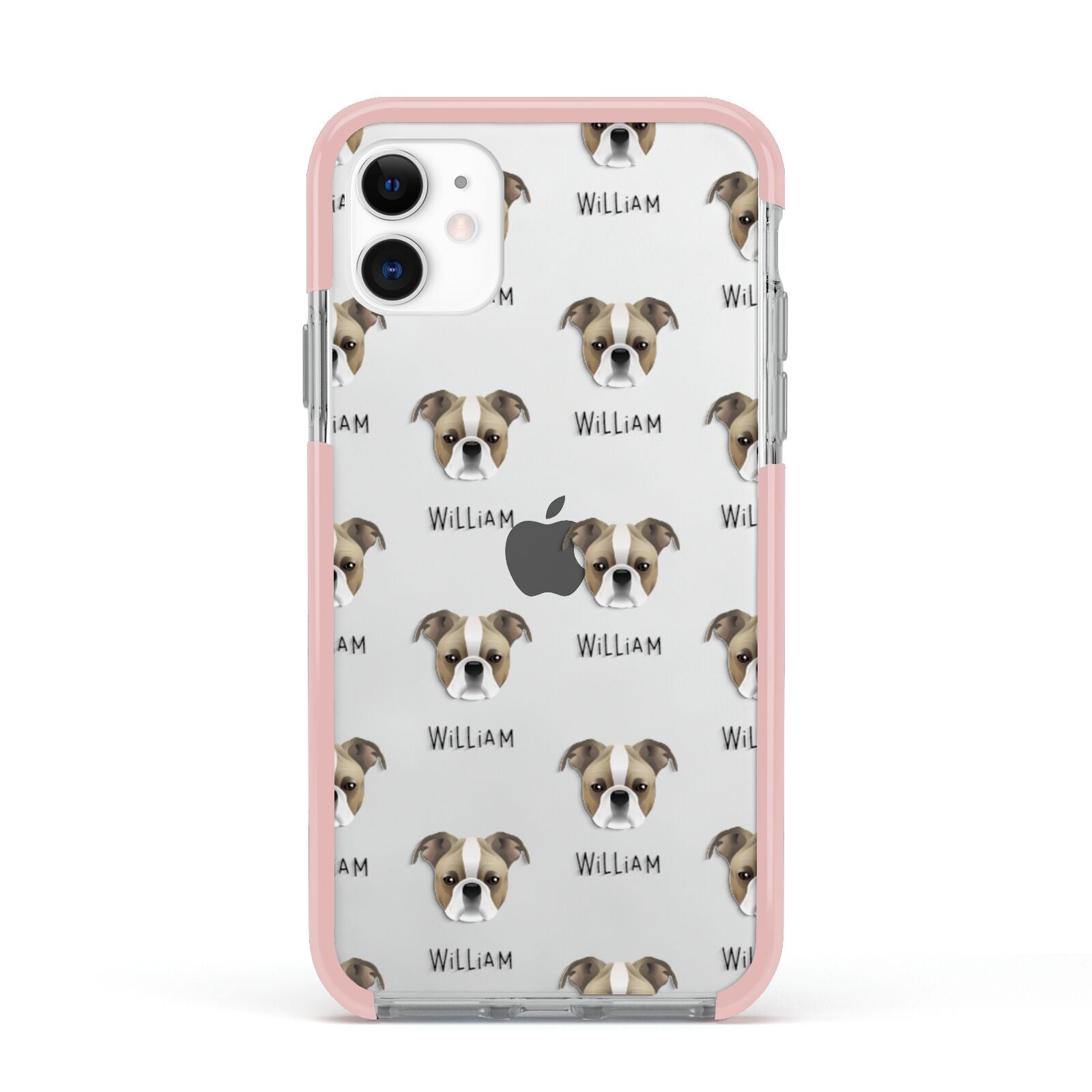 Bugg Icon with Name Apple iPhone 11 in White with Pink Impact Case