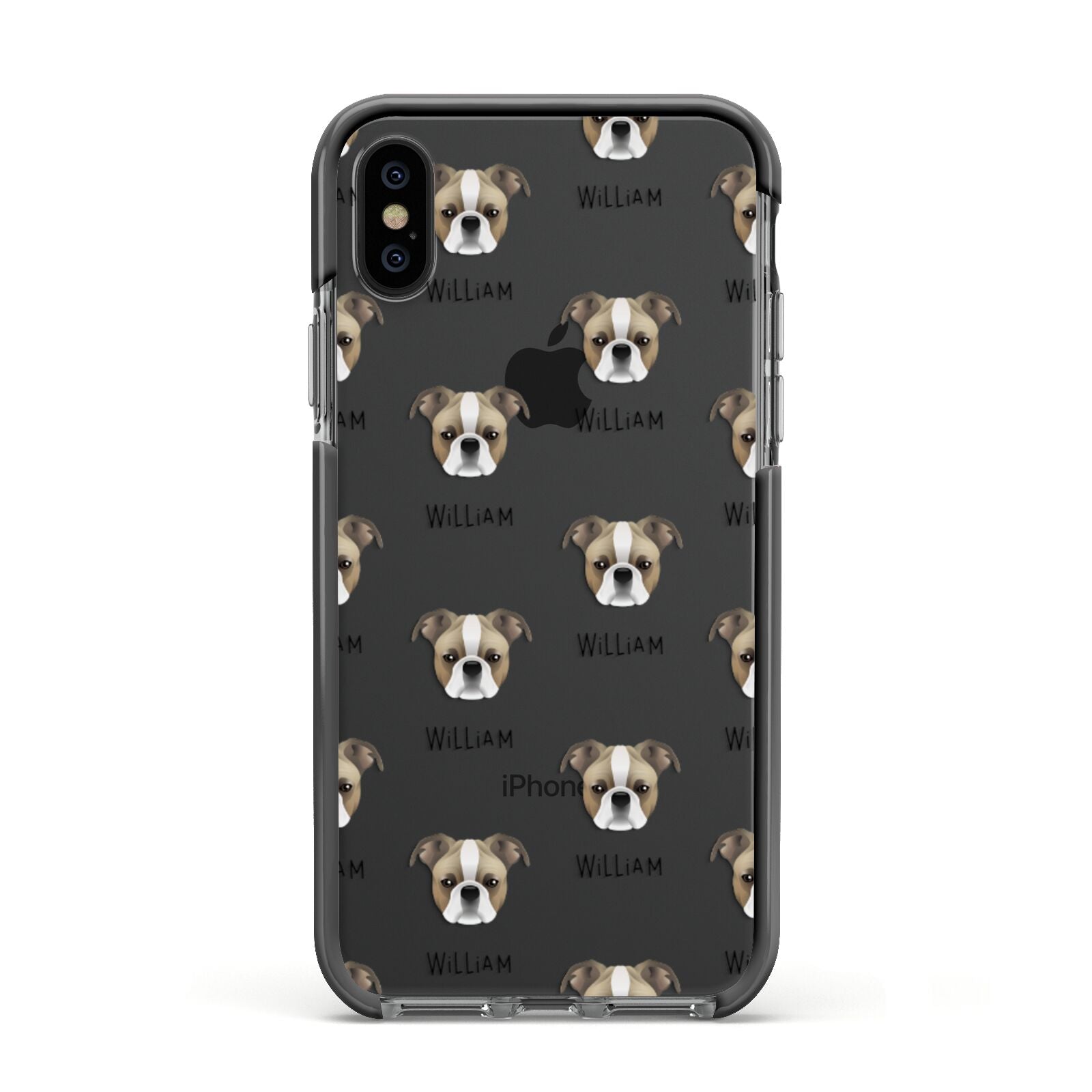 Bugg Icon with Name Apple iPhone Xs Impact Case Black Edge on Black Phone