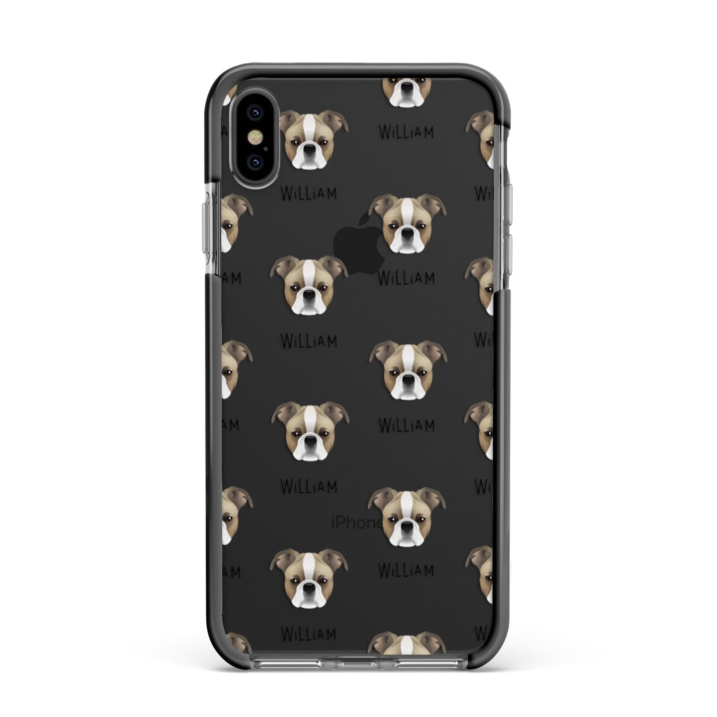 Bugg Icon with Name Apple iPhone Xs Max Impact Case Black Edge on Black Phone