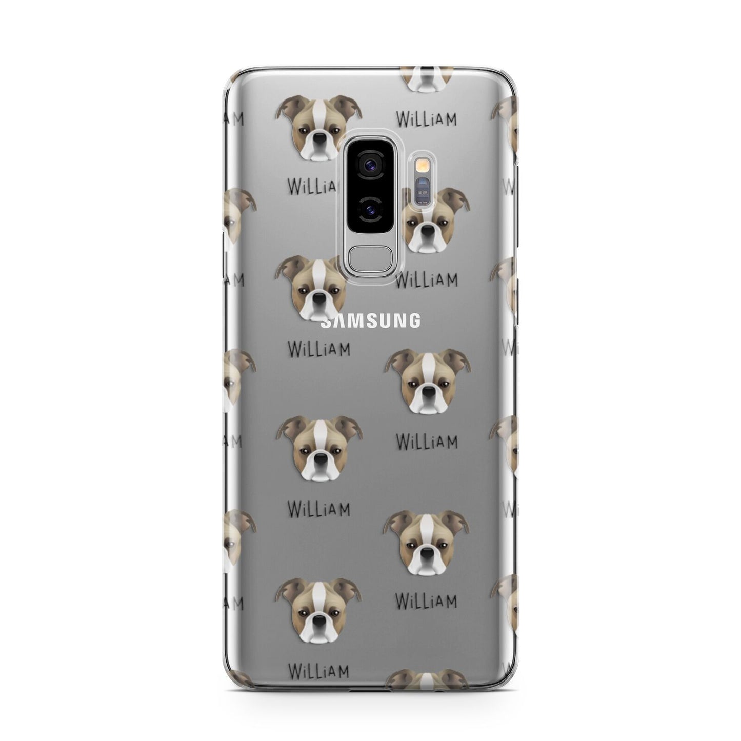 Bugg Icon with Name Samsung Galaxy S9 Plus Case on Silver phone