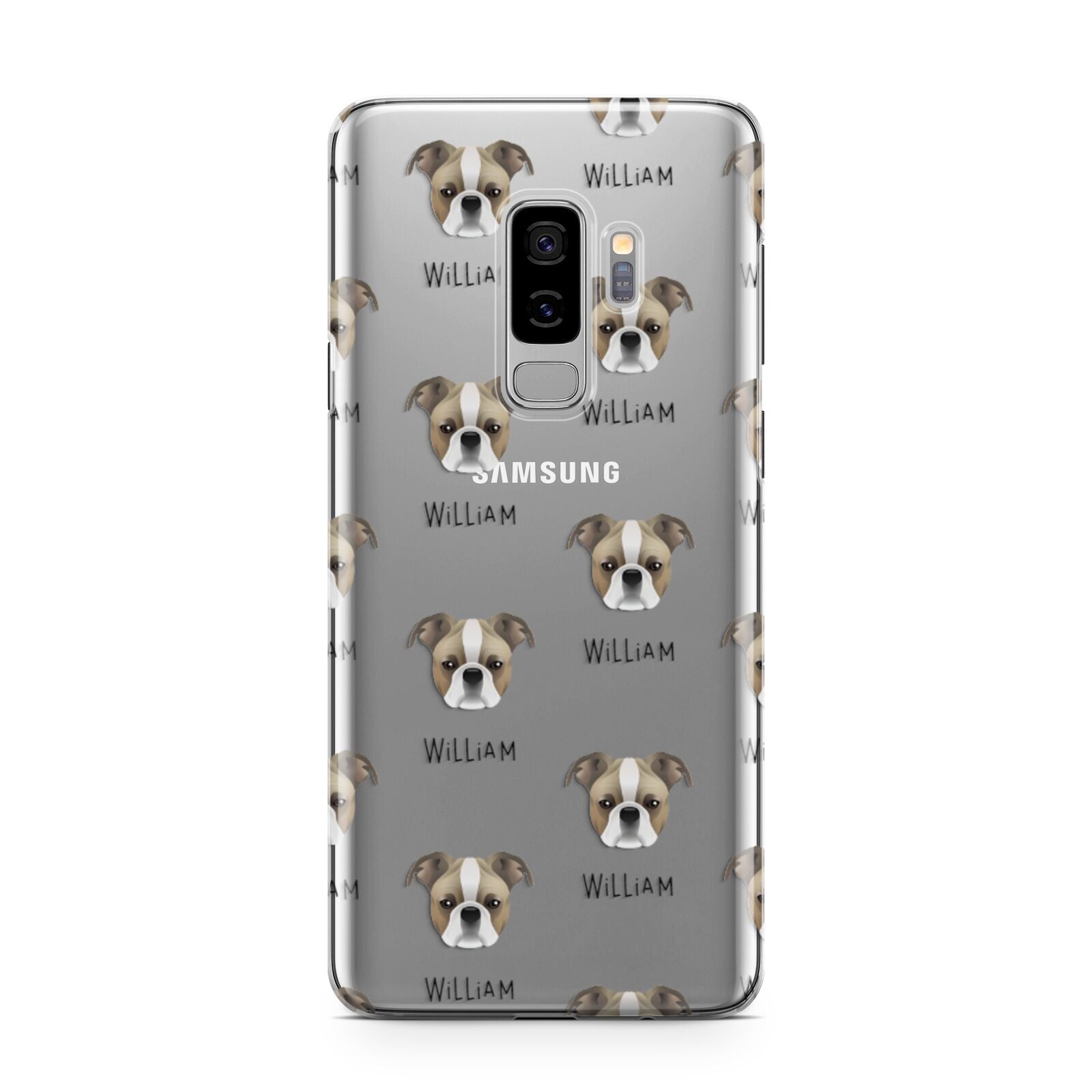 Bugg Icon with Name Samsung Galaxy S9 Plus Case on Silver phone