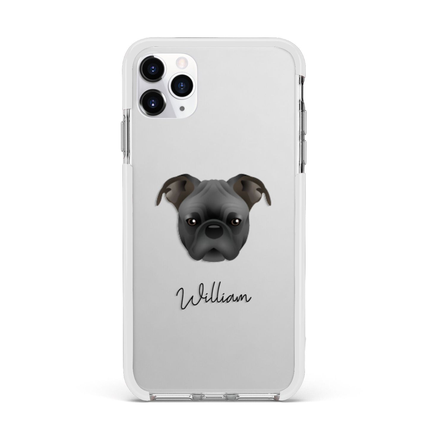 Bugg Personalised Apple iPhone 11 Pro Max in Silver with White Impact Case