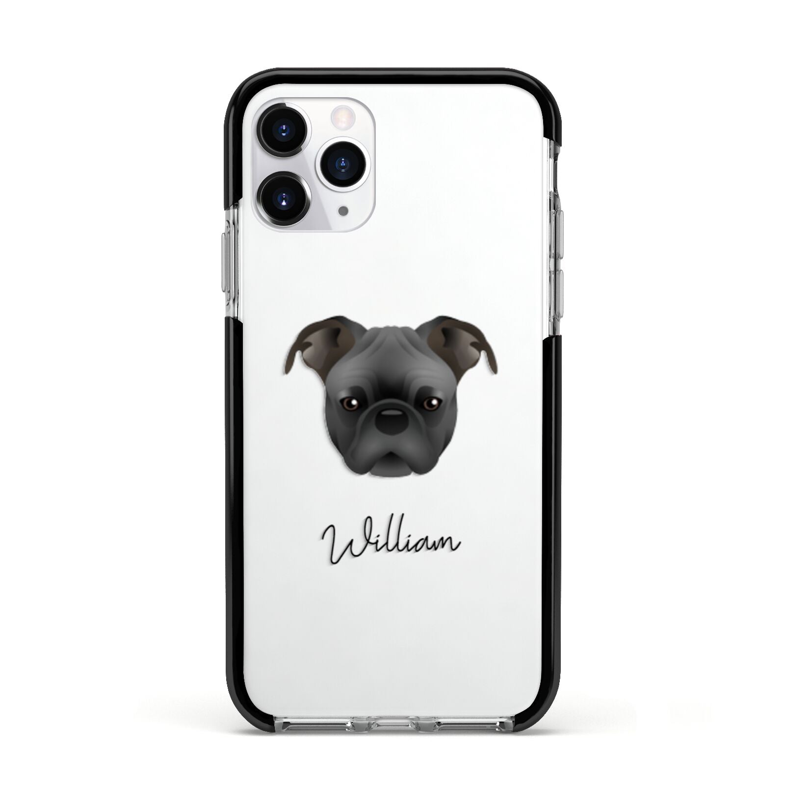 Bugg Personalised Apple iPhone 11 Pro in Silver with Black Impact Case