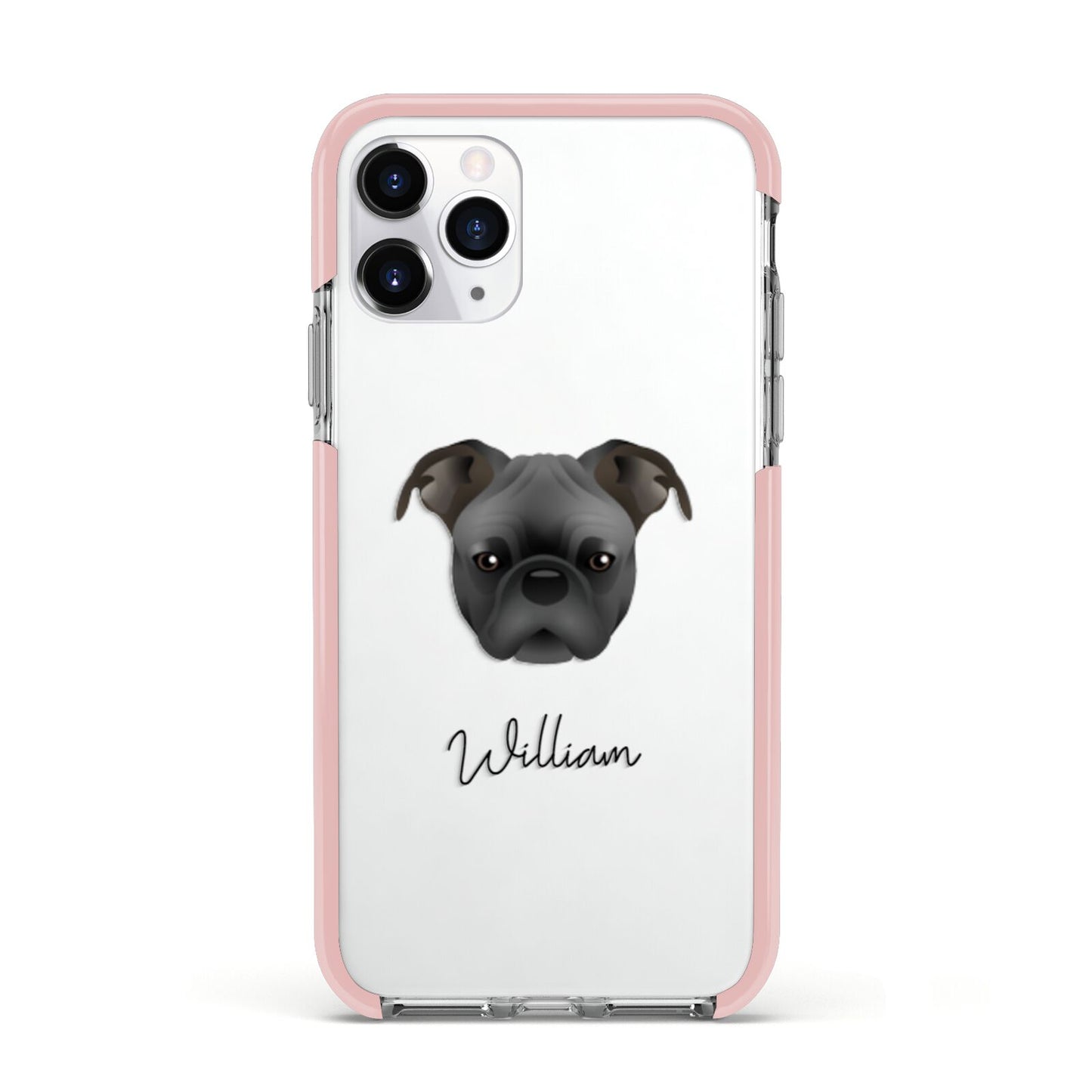 Bugg Personalised Apple iPhone 11 Pro in Silver with Pink Impact Case