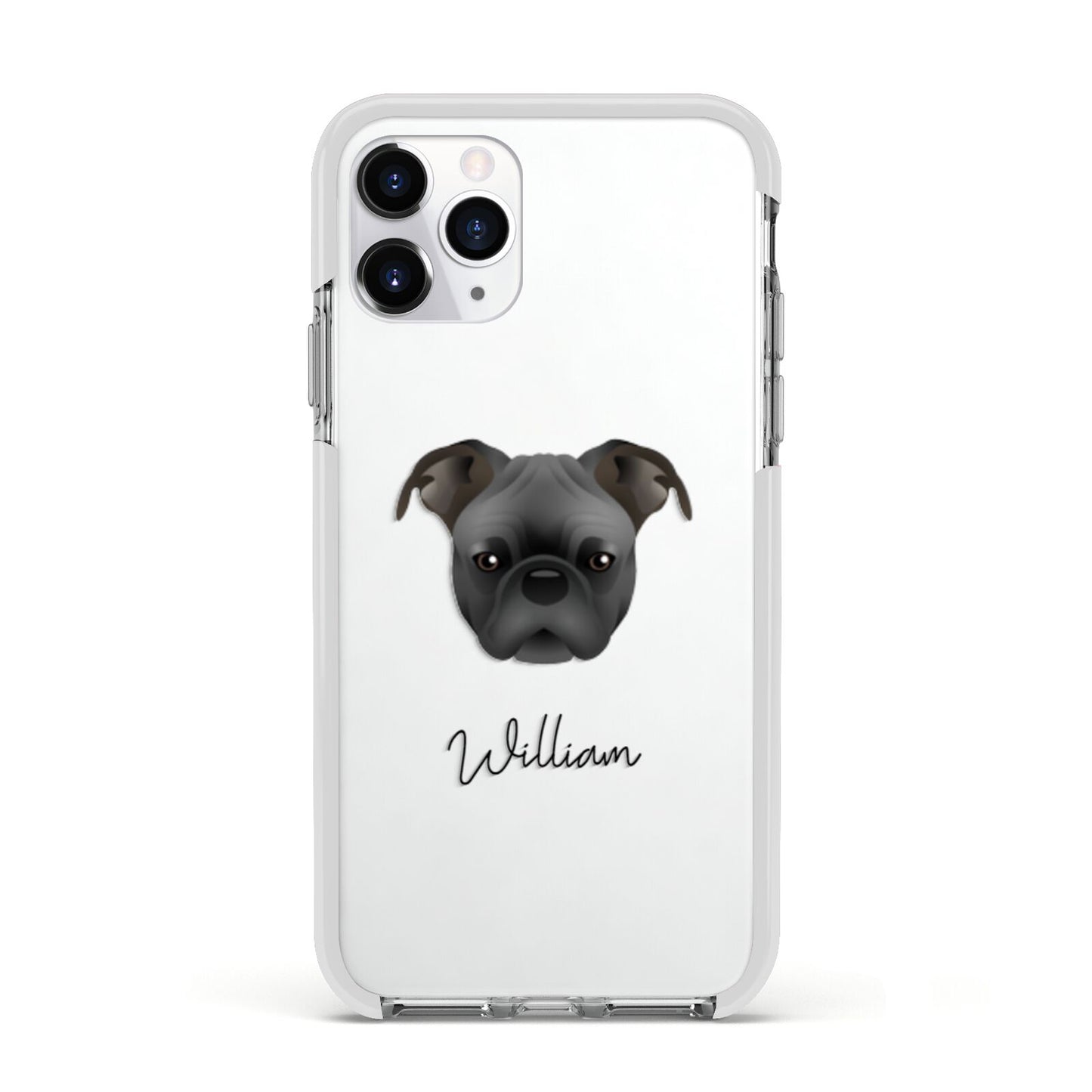 Bugg Personalised Apple iPhone 11 Pro in Silver with White Impact Case
