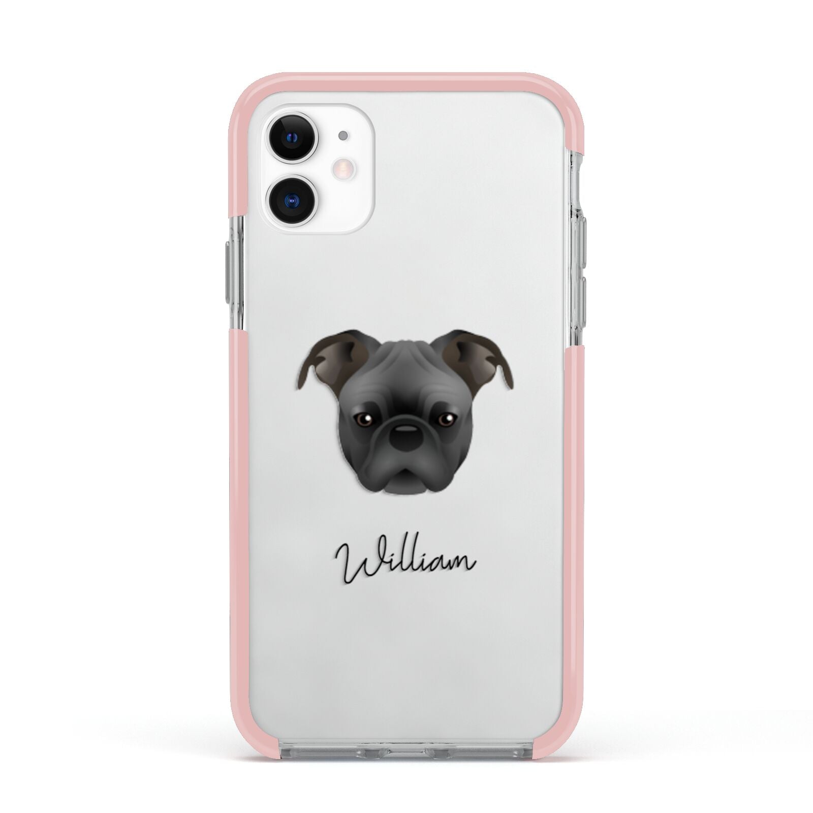 Bugg Personalised Apple iPhone 11 in White with Pink Impact Case