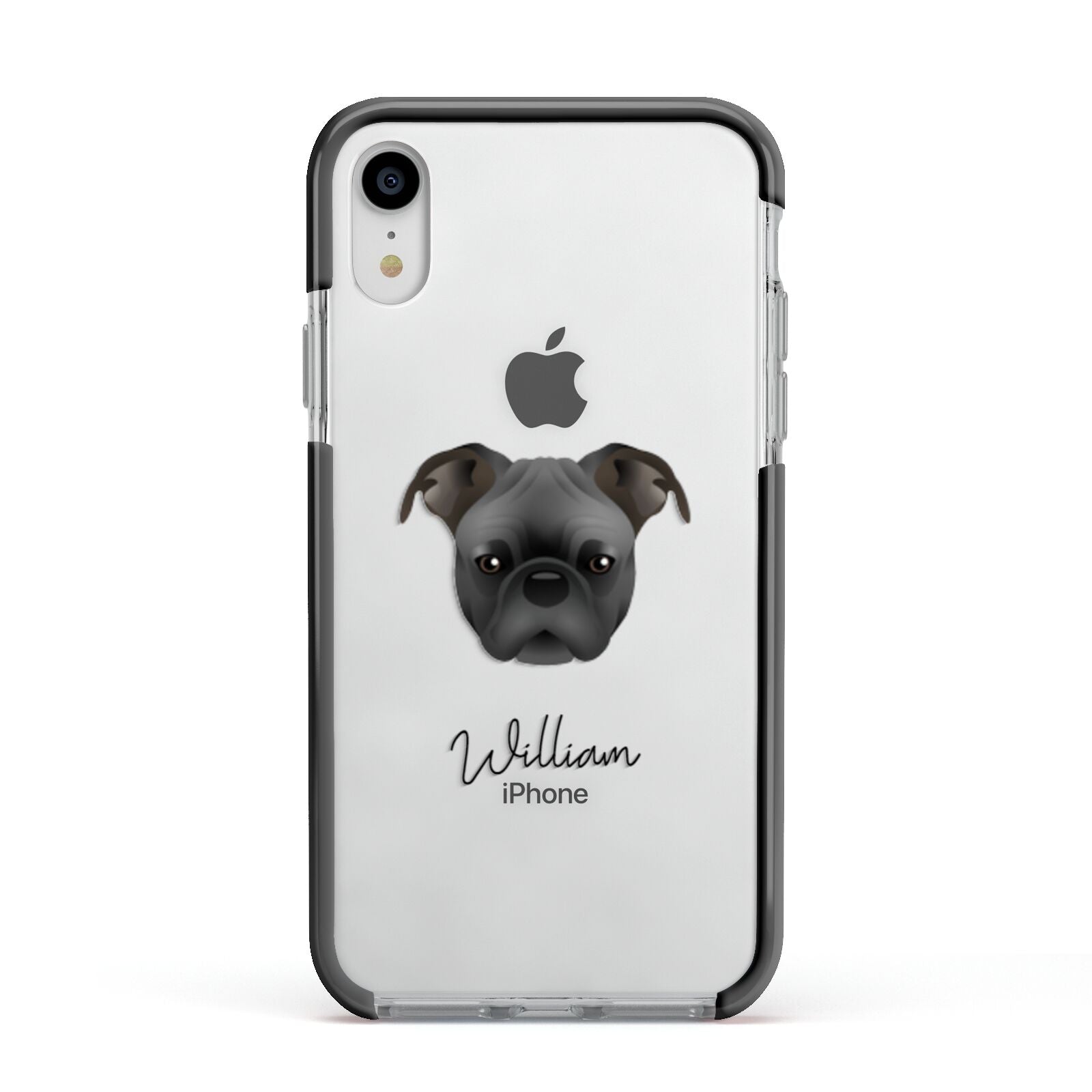 Bugg Personalised Apple iPhone XR Impact Case Black Edge on Silver Phone