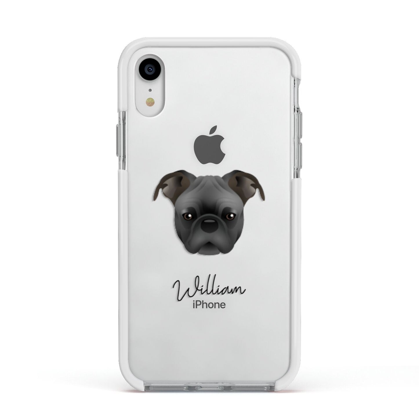 Bugg Personalised Apple iPhone XR Impact Case White Edge on Silver Phone
