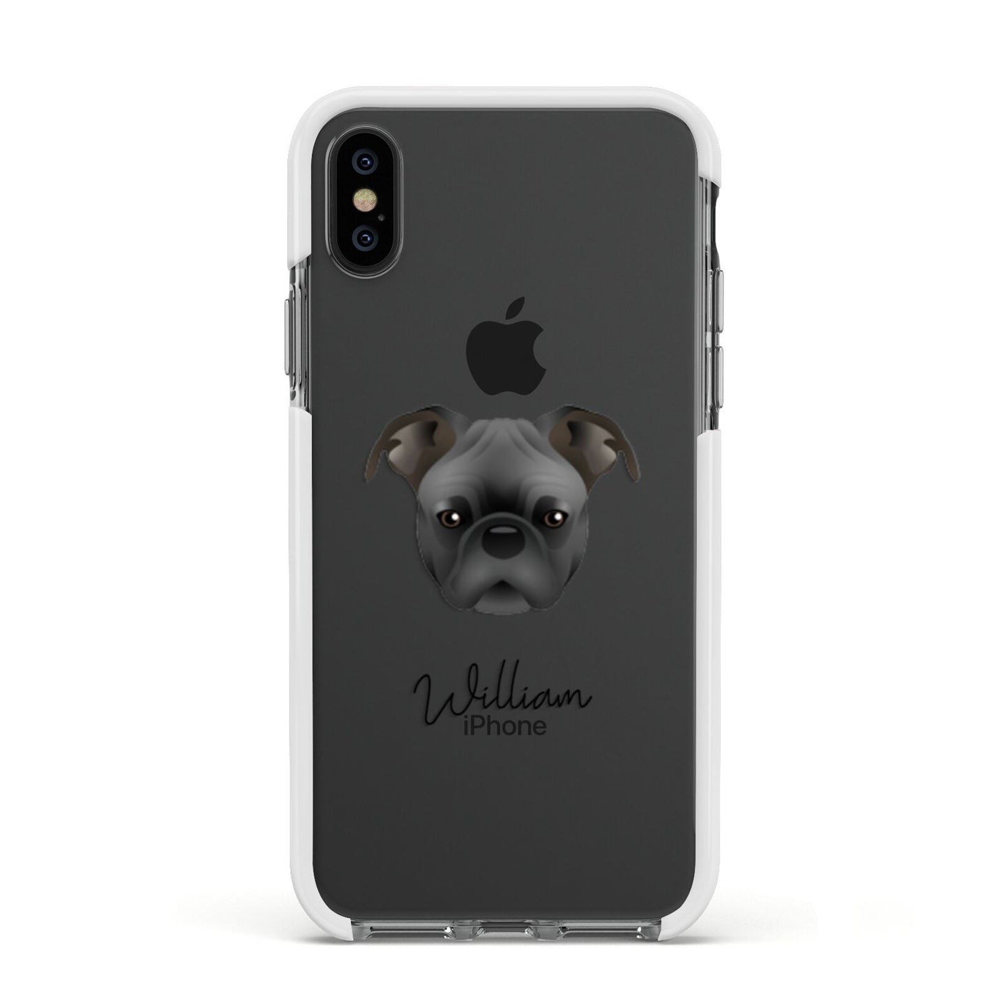 Bugg Personalised Apple iPhone Xs Impact Case White Edge on Black Phone