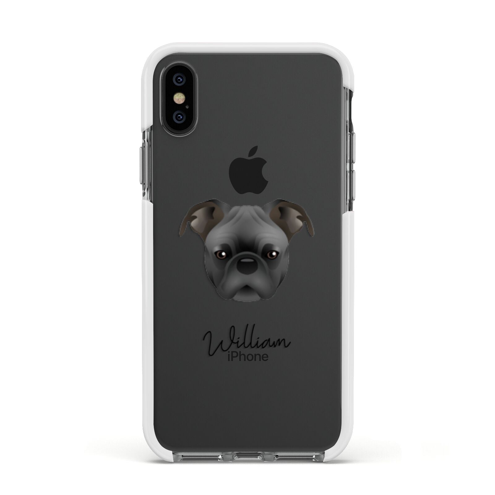 Bugg Personalised Apple iPhone Xs Impact Case White Edge on Black Phone